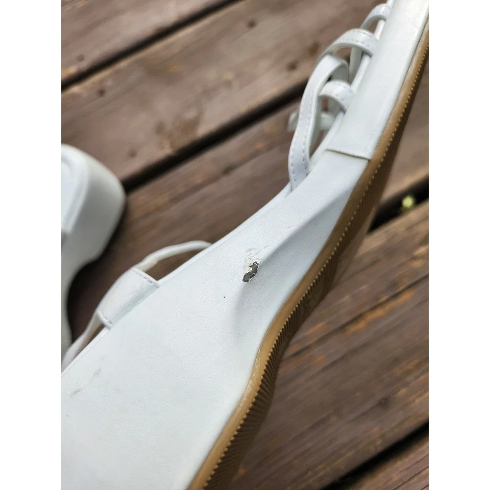 Vintage 90s Y2K Fioni Wedge Sandals White Strappy Platform Bratz Chunky Heel 7.5